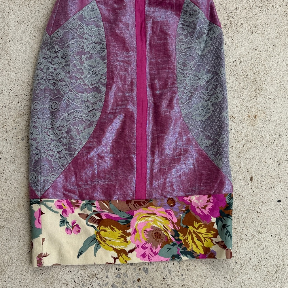 Nicole Miller Patchwork Paisley/Lace Print Strapless Mini Dress Size 4 - Picture 5 of 14